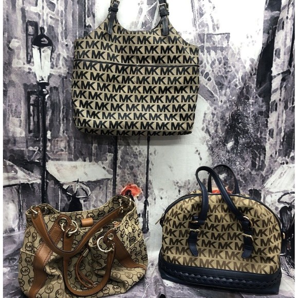 Lot Of 3 Michael Kors Purses Gladstone Signature Tote Ludlow Multicolor Large - Picture 1 of 16